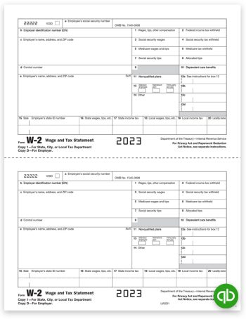 Intuit QuickBooks W2 Tax Forms for 2023, W-2 Copy 1-D Employer State, City or File, Official Preprinted W-2 Forms Compatible with QuickBooks at Discount Prices, No Coupon Needed - DiscountTaxForms.com