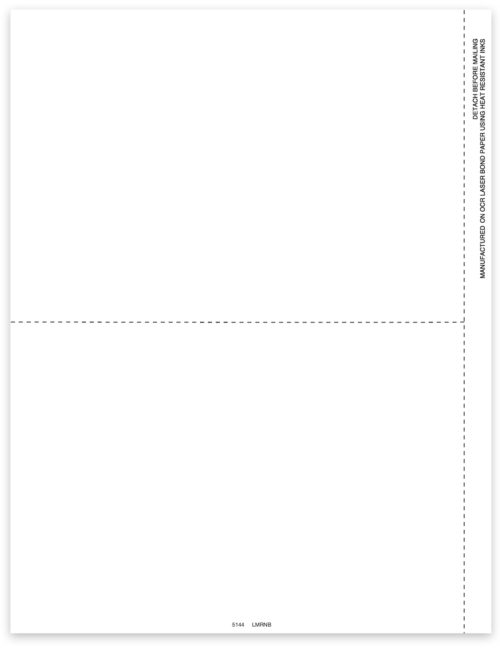 Blank 1099 or W2 2up perforated paper with side stub, without instructions on back - DiscountTaxForms.com