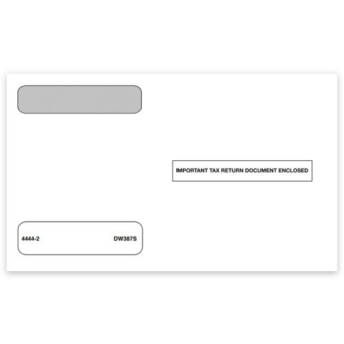 W2 Envelopes 4up V2A Horizontal Format, Self-Seal Adhesive Flap with Double Windows and Security Tint, "Important Tax Return Documents Enclosed" Printed on Front - DiscountTaxForms.com
