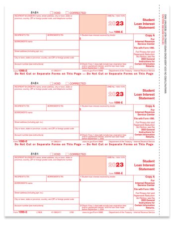1098E Tax Forms for 2023, Student Loan Interest Statements, Official Red 1098-E Copy A for IRS Filing - DiscountTaxForms.com