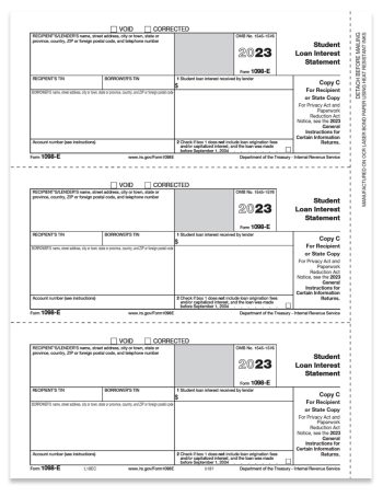 1098E Tax Forms for 2023, Student Loan Interest Statements, Official 1098-E Copy C for Lender or State - DiscountTaxForms.com