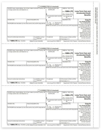 1099LTC Tax Forms for 2022. Official Policyholder Copy B 1099-LTC Forms for Long-Term Care and Accelerated Death Benefits - DiscountTaxForms.com