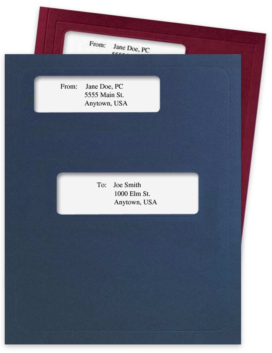 Alternate Window Tax Folders, Blue and Burgundy for Tax Software Coversheets - DiscountTaxForms.com