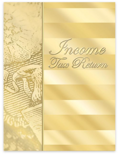 Client Income Tax Return Folders with Pocket, Gold Patriotic Design - DiscountTaxForms.com