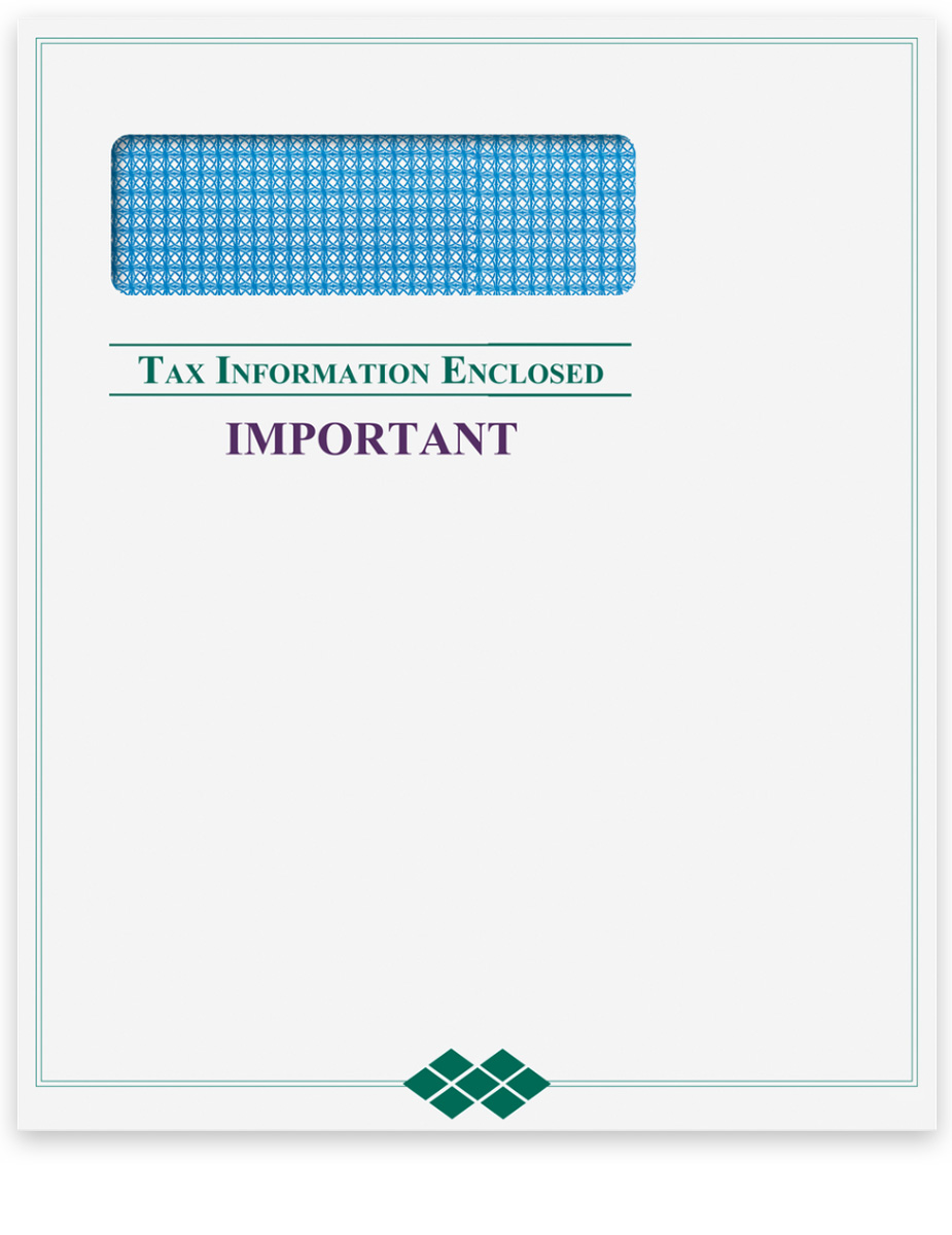 Large Client Tax Return Envelope with Single Window, Important Tax Information Printed in Purple and Green Color Ink - DiscountTaxForms.com