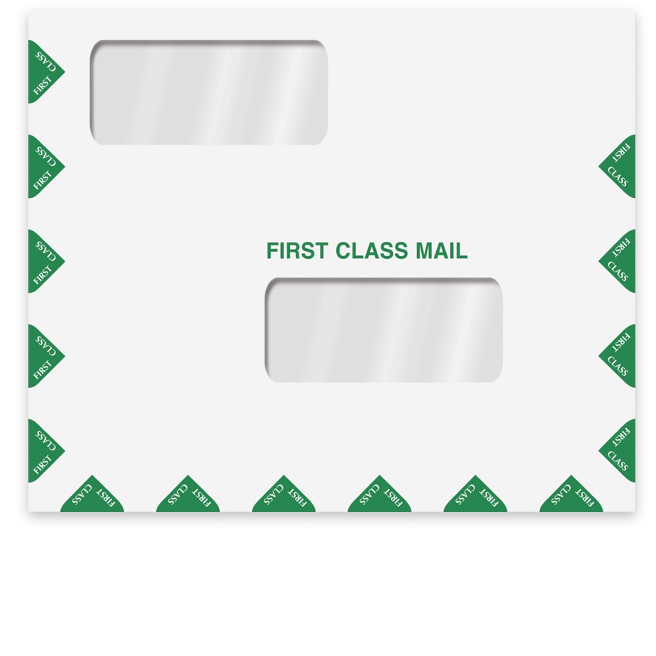 Large First Class Mail Envelope, Horizontal Landscape Format with 2 Cellophane Windows, 11-1/2" x 9-1/2" - DiscountTaxForms.com