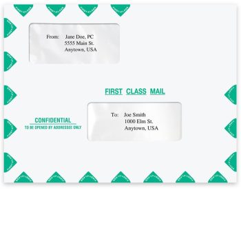 Oversized 13x10 First Class Mail Envelope, 13x10, Horizontal Landscape Format with 2 Offset Windows, Self-Seal - DiscountTaxForms.com