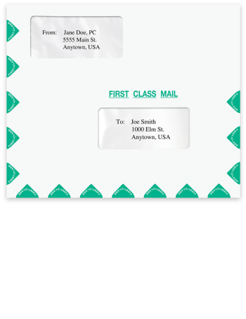 Large First Class Mail Envelope, Horizontal Landscape Format with 2 Cellophane Windows - DiscountTaxForms.com
