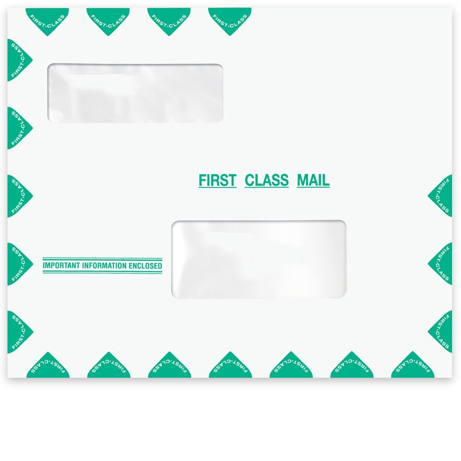 Large First Class Mail Envelope, Landscape Horizontal Format with Smaller Top Window 11-1/2" x 9-1/2" - DiscountTaxForms.com