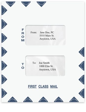 Large, First Class Mail Envelope, Double Windows in Center for Tax Software Coversheets - DiscountTaxForms.com