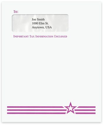 Large, Single Window Envelope for Client Tax Returns, Printed with "Important Tax Information Enclosed" and Star Design - DiscountTaxForms.com