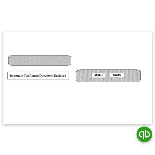 Intuit QuickBooks Desktop Compatible W2 Envelopes, 4up V1 Quadrant Corner Format W2 Forms, Gum Moisture Seal Flap, "Important Tax Return Documents Enclosed" Printed on Front - DiscountTaxForms.com