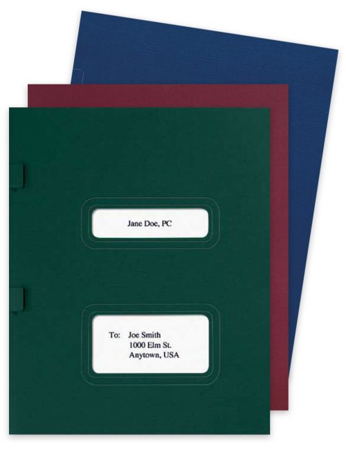 Double Window Tax Return Folders with Side Staple Tabs, Compatible with Drake, TaxWorks and TaxWise software - DiscountTaxForms.com