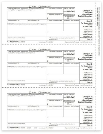 1099CAP Tax Forms for 2022, Official Filer Copy C Forms for Changes in Corporate Control or Capital Structure - DiscountTaxForms.com