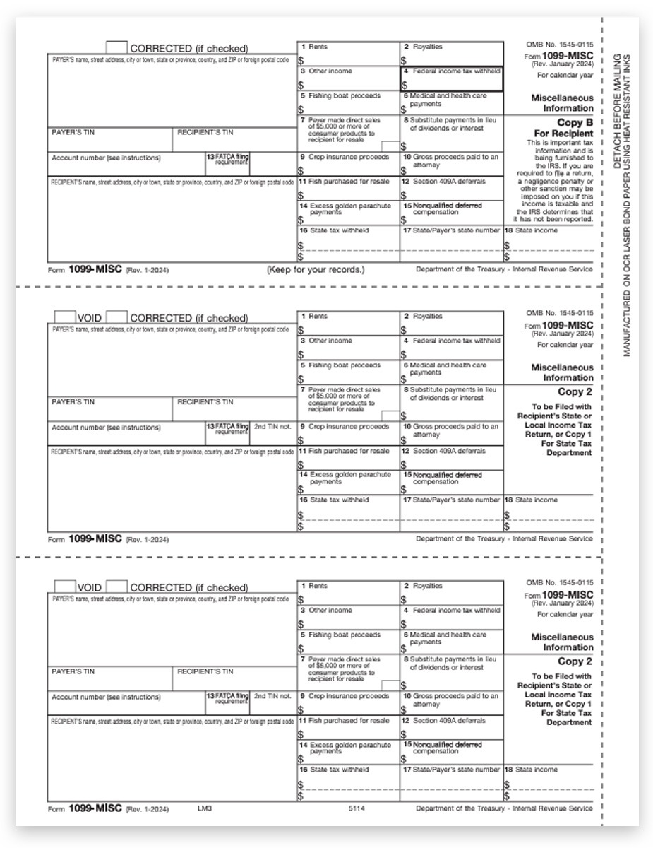 1099MISC Tax Forms, 3up Payer and Recipient Copies B-2-2, Official 1099-MISC Tax Forms at Big Discounts, No Coupon Code Needed - DiscountTaxForms.com