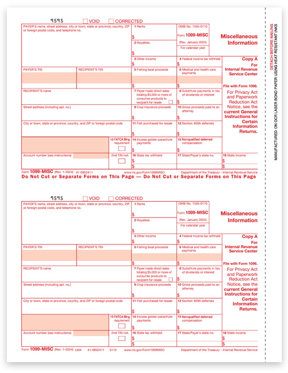 1099MISC Tax Forms, Copy A for IRS Federal Filing, Official Red-Scannable Preprinted 1099-MISC forms at Big Discounts, No Coupon Code Needed - DiscountTaxForms.com