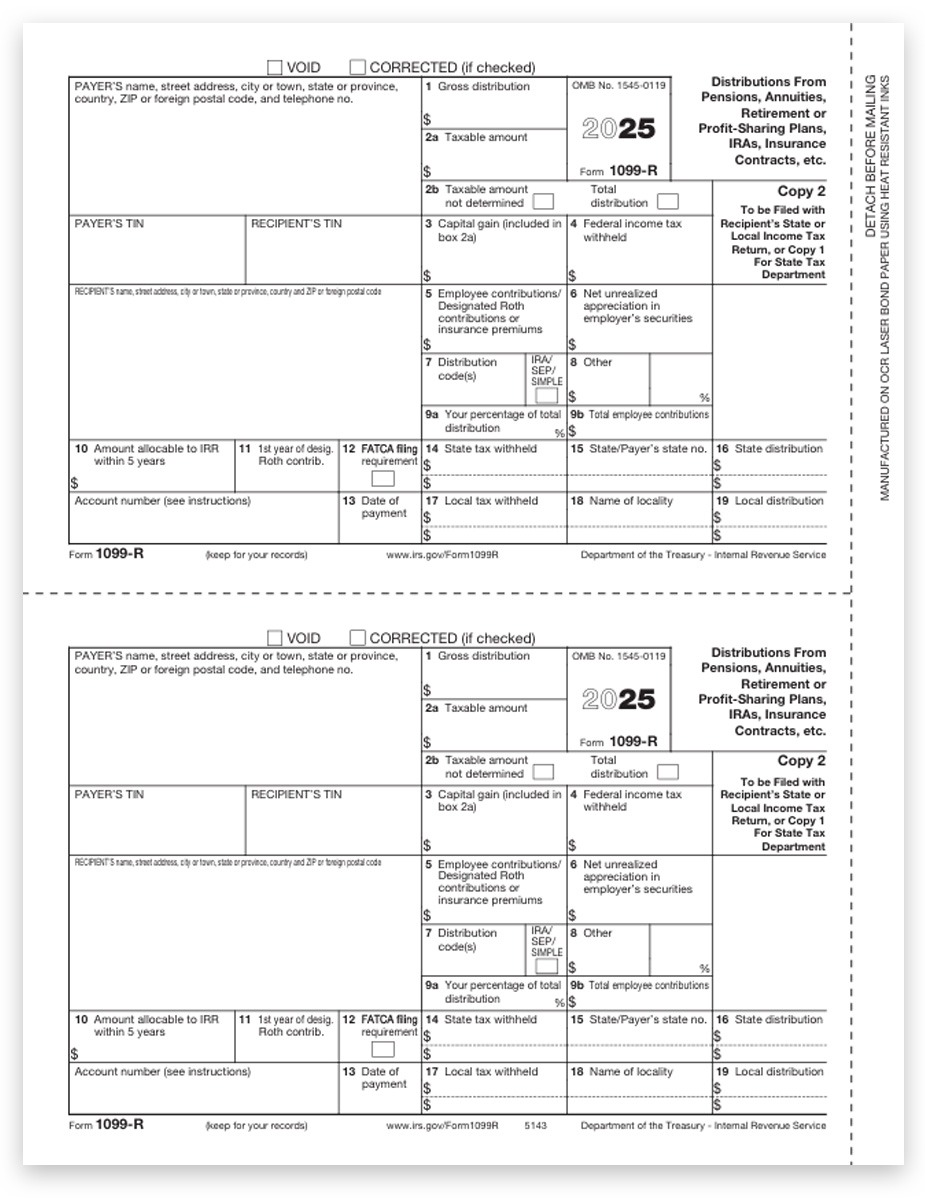 Order 1099R Tax Forms for 2025, Copy 2-1 Recipient State Filing. Official 1099-R Forms, Easy Efile Options at Big Discounts, No Coupon Code Needed - DiscountTaxForms.com