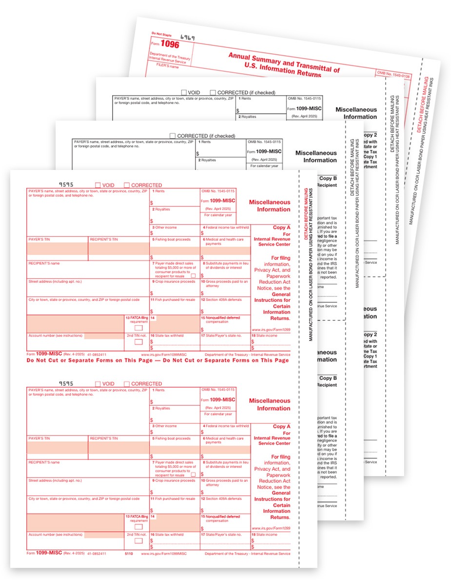 Order 1099MISC Tax Forms Sets with Recipient and Payer Forms Plus 1096 Transmittal Forms at Big Discounts, No Coupon Needed - DiscountTaxForms.com