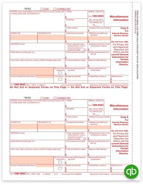 Intuit QuickBooks Compatible 1099-MISC Tax Forms for 2022, Official IRS Copy A 1099MISC Forms at Big Discounts, No Coupon Needed - DiscountTaxForms.com
