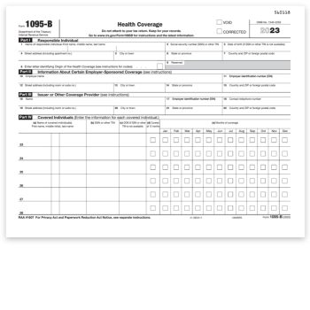 Form 1095B for ACA Healthcare Insurance Reporting to the IRS in 2023, Half Sheet IRS Version - DiscountTaxForms.com