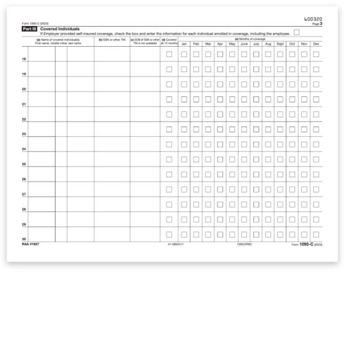 1095C Continuation Form for Dependent Health Coverage Reporting for 2023, Official IRS Half-Page Version - DiscountTaxForms.com