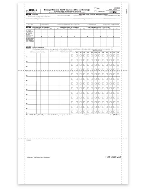 ACA 1095C Pressure Seal Forms for Health Insurance Reporting 14" EZ Fold Format for 2023 Tax Reporting - DiscountTaxForms.com
