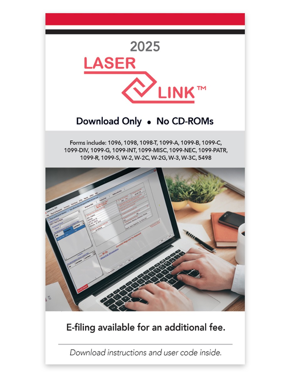 Order LaserLink 1099 & W2 Software with Efiling Capabilities for All Types of 1099 & W2 and 1095 Forms - DiscountTaxForms.com