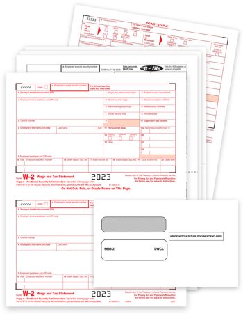 2023 W2 Tax Form & Envelope Sets, Official Preprinted W2 Forms with Security Window Envelopes "Important Information Enclosed" - DiscountTaxForms.com
