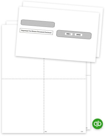 Intuit QuickBooks Compatible W2 Blank Perforated Paper and Envelopes Sets, 4up V1 Quadrant Corner Format - DiscountTaxForms.com