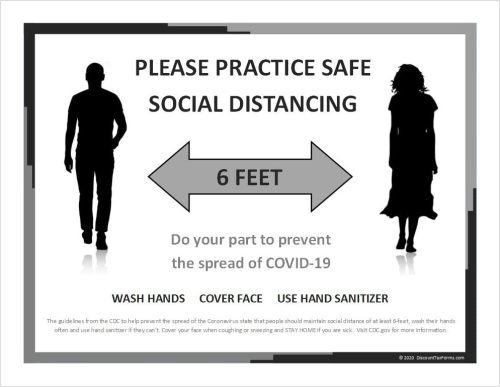 Social Distancing Sign Printable Download PDF Black & White - DiscountTaxForms.com