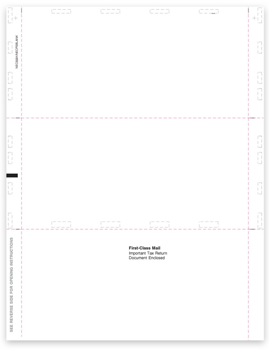 1099NEC Pressure Seal Form, Blank 11-inch Z-Fold with Recipient Instructions on Backer - DiscountTaxForms.com