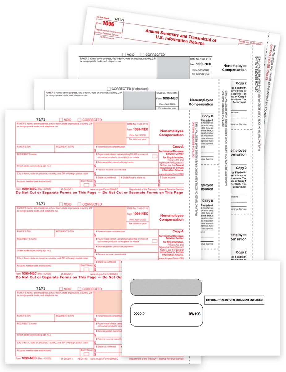 Order 1099NEC Tax Form and Envelope Sets for Reporting Non-Employee Compensation at Big Discounts, No Coupon Needed with The Tax Form Gals - DiscountTaxForms.com