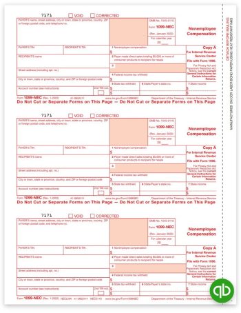 Intuit QuickBooks Compatible 1099-NEC Tax Forms for 2022, IRS Copy A Official Red Scannable 1099 Forms at Big Discounts, No Coupon Needed - DiscountTaxForms.com