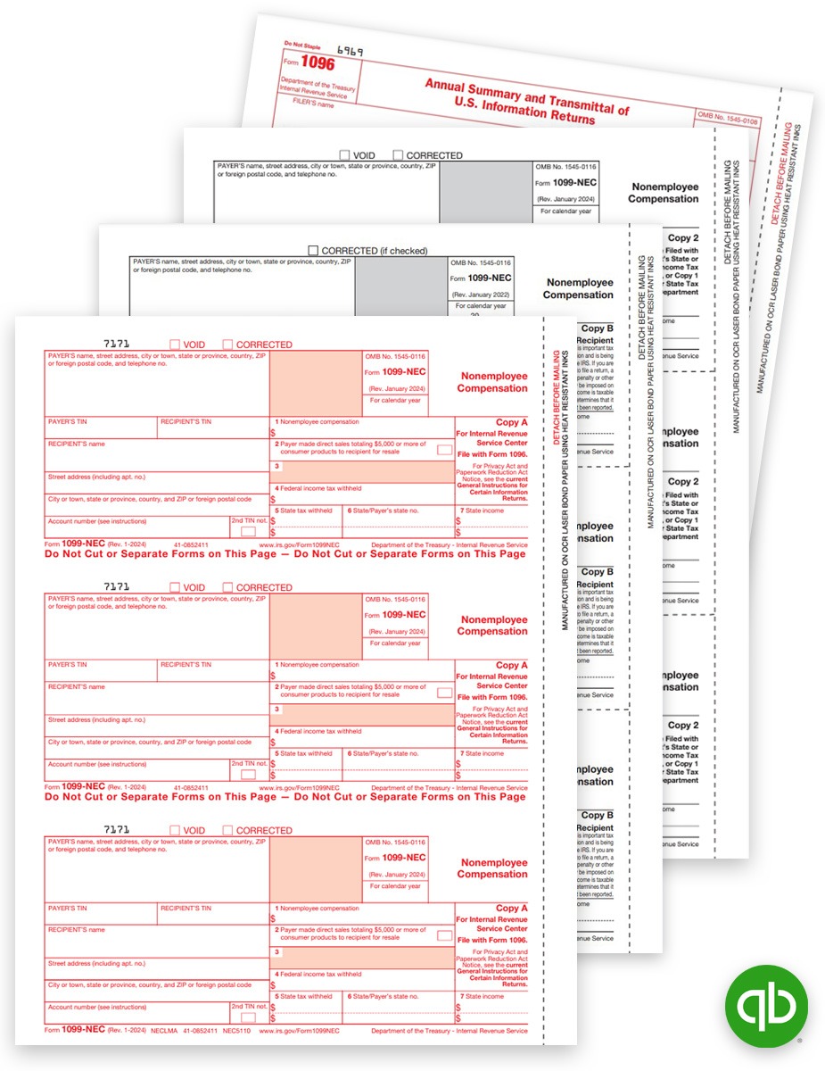 Intuit QuickBooks Compatible 1099-NEC Tax Forms Sets to Report Non-Employee Compensation with 1099 Forms at Big Discounts, No Coupon Needed - DiscountTaxForms.com