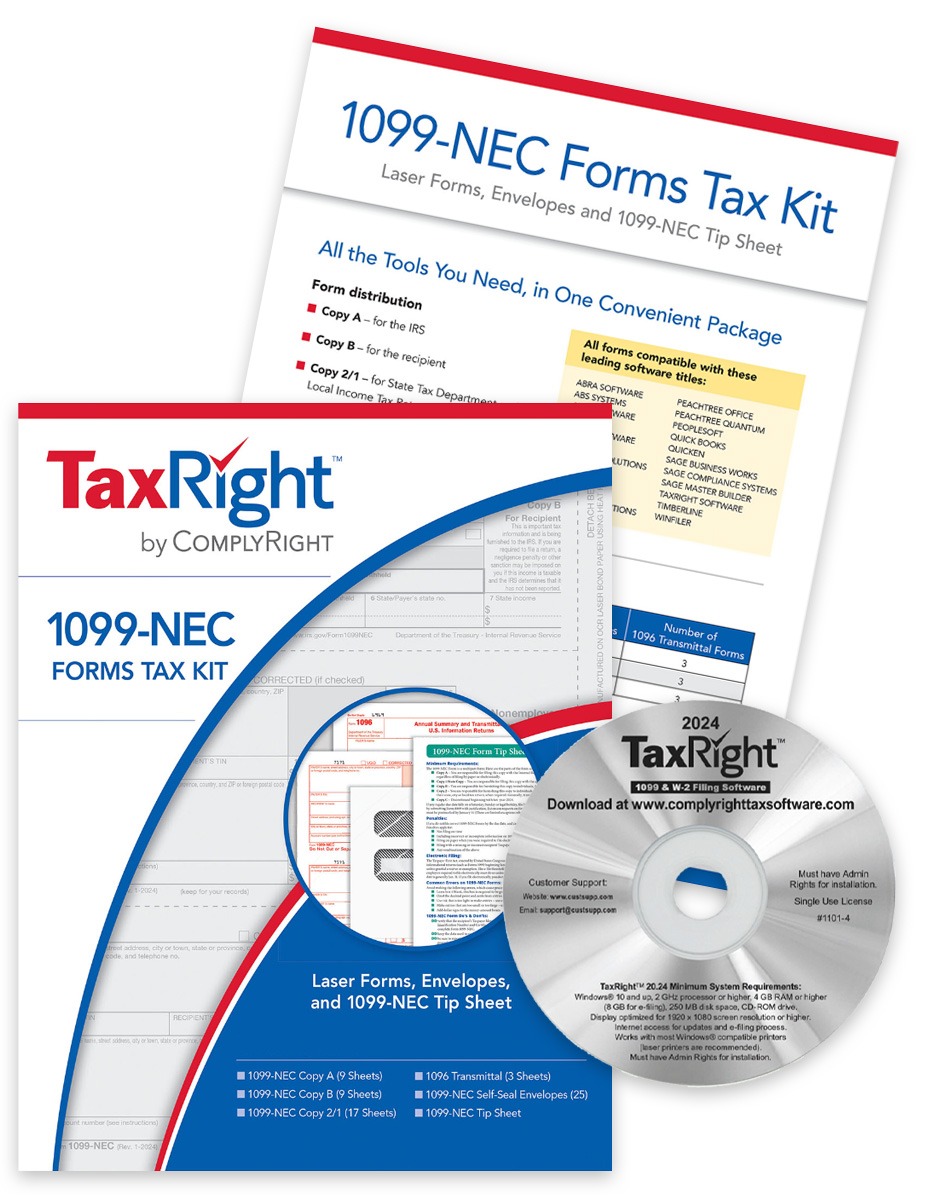 1099NEC Software and Efiling Kit with 1099-NEC Forms and Envelopes - DiscountTaxForms.com