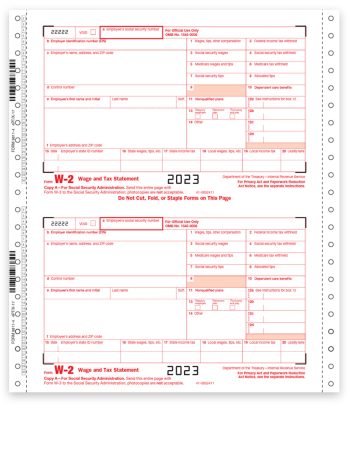 Carbonless W2 Forms for 2023, Continuous Format for Pin-Fed Printers or Typewriters, 4- 6- 8-part format options for Employee and Employer W2 Filing - DiscountTaxForms.com
