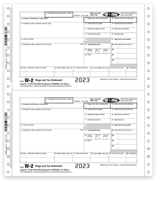Carbonless W2 Forms for 2023, Continuous Format for Pin-Fed Printers or Typewriters, 4- 6- 8-part format options for Employees W2 Filing - DiscountTaxForms.com