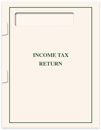 1040 Window Folder for Client Income Tax Return Presentation, Side Staple Tabs and Pocket. Ivory and Green - DiscountTaxForms.com