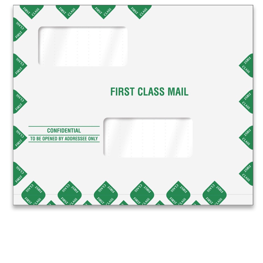 Expanding First Class Mail Envelope Landscape Style Double Window Confidential Text 80343EXP - DiscountTaxForms.com