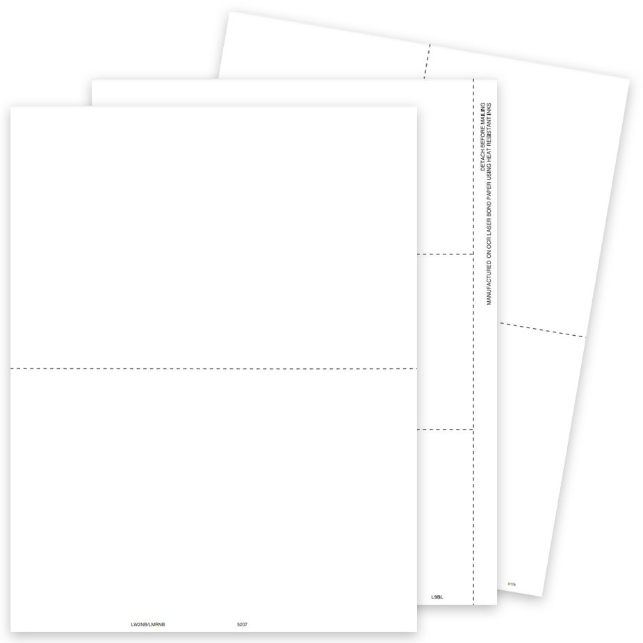 1099 Blank Perforated Paper for 2up, 3up and 4up 1099 Form Printing, Optional Instructions on Backer - DiscountTaxForms.com