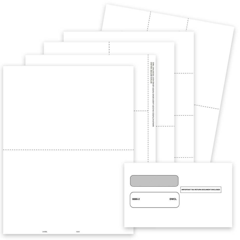 W2 Blank Perforated Paper 2up, 3up, 4up and Universal Formats, Compatible W2 Envelopes - DiscountTaxForms.com