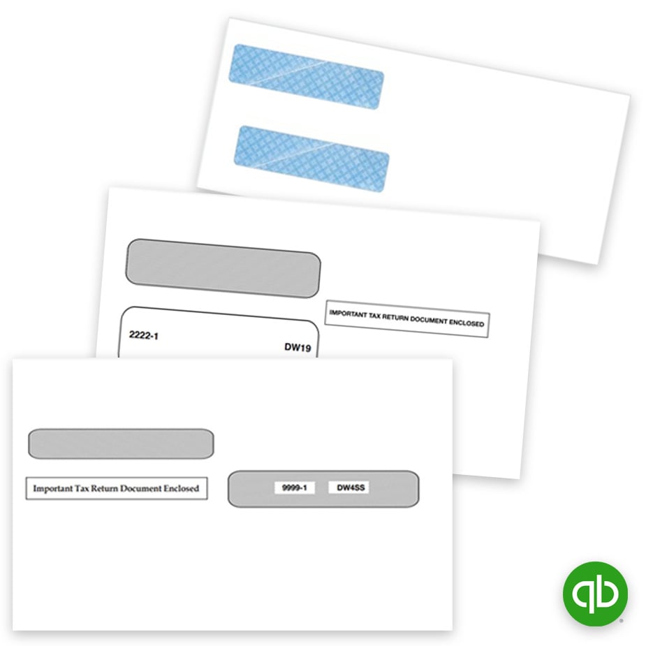 Intuit QuickBooks Compatible Envelopes for Tax Forms, 1099 & W2 Forms, Window Security Envelopes for QuickBooks at Big Discounts, No Coupon Needed - DiscountTaxForms.com