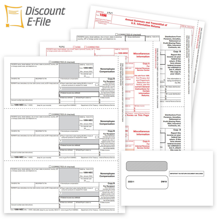 Official IRS 1099 Forms, Envelopes and Efile - DiscountTaxForms.com