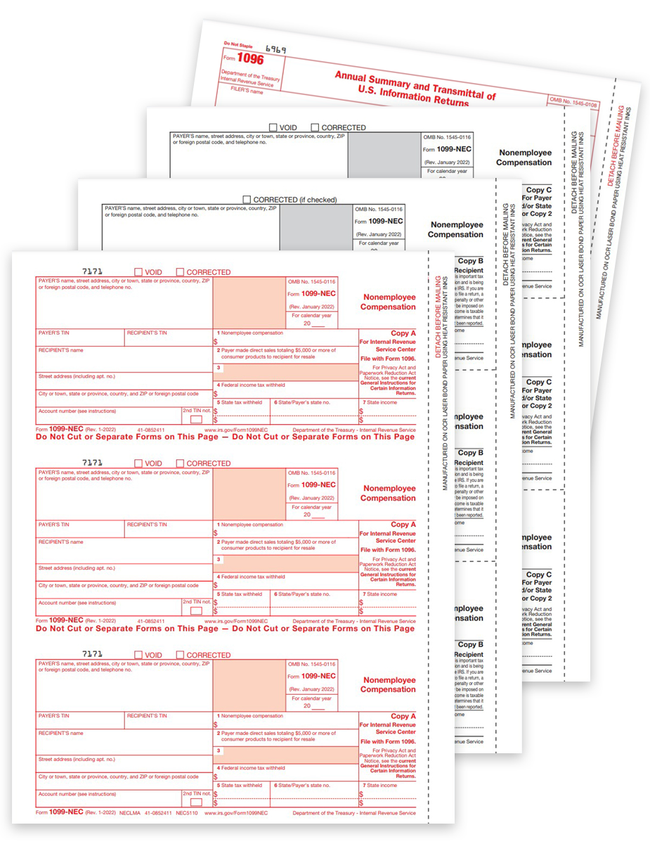 1099NEC Tax Form Sets for Reporting Non-Employee Compensation - DiscountTaxForms.com