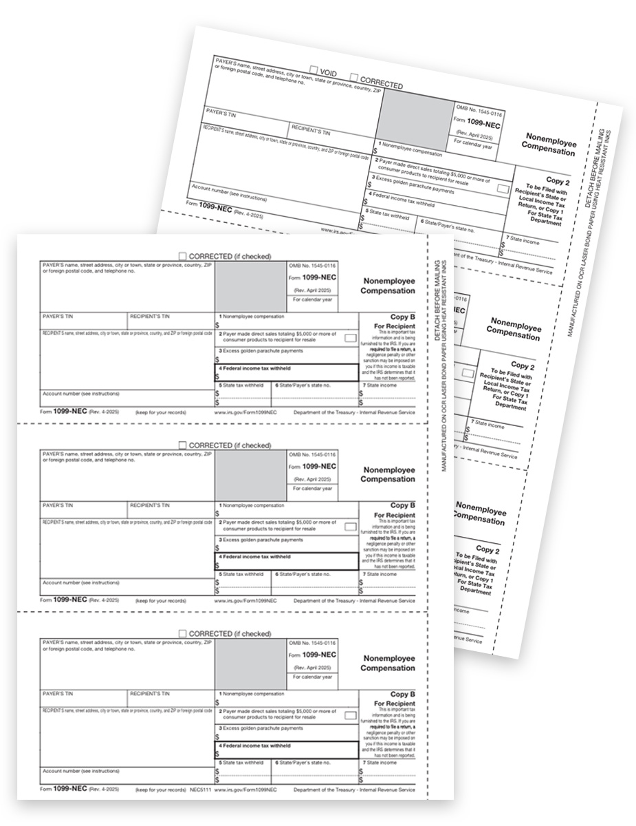 Order 1099NEC Tax Forms Sets for Efilers, with Recipient Copies, without Copy A forms, Official Preprinted IRS 1099-NEC Forms at Big Discounts, No Coupon Code Needed - DiscountTaxForms.com