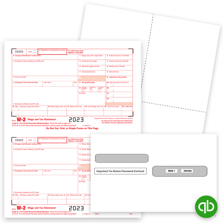 QuickBooks W2 Tax Forms and Perforated Paper for 2023, Intuit Compatible W2 Forms at Big Discounts, No Coupon Needed - DiscountTaxForms.com
