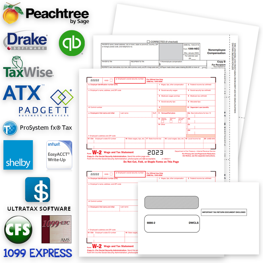 Software Compatible 1099 & W2 Forms and Envelopes - DiscountTaxForms.com