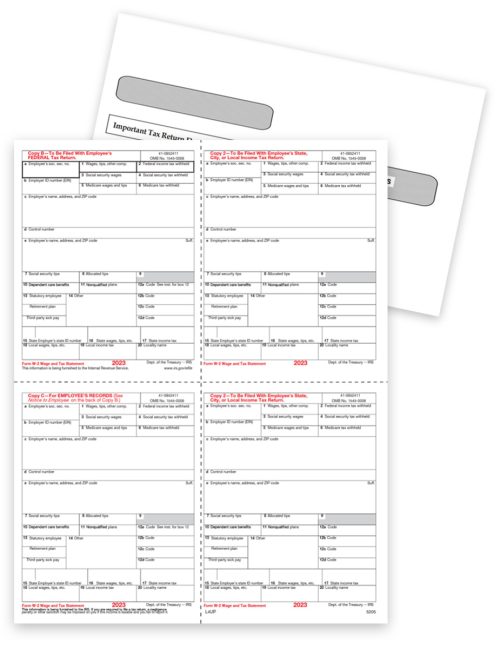 2023 W2 4up V1 Forms and Envelopes Sets with Employee Copies Only for Businesses Who Efile, Big Discounts, No Coupon Code Needed - DiscountTaxForms.com