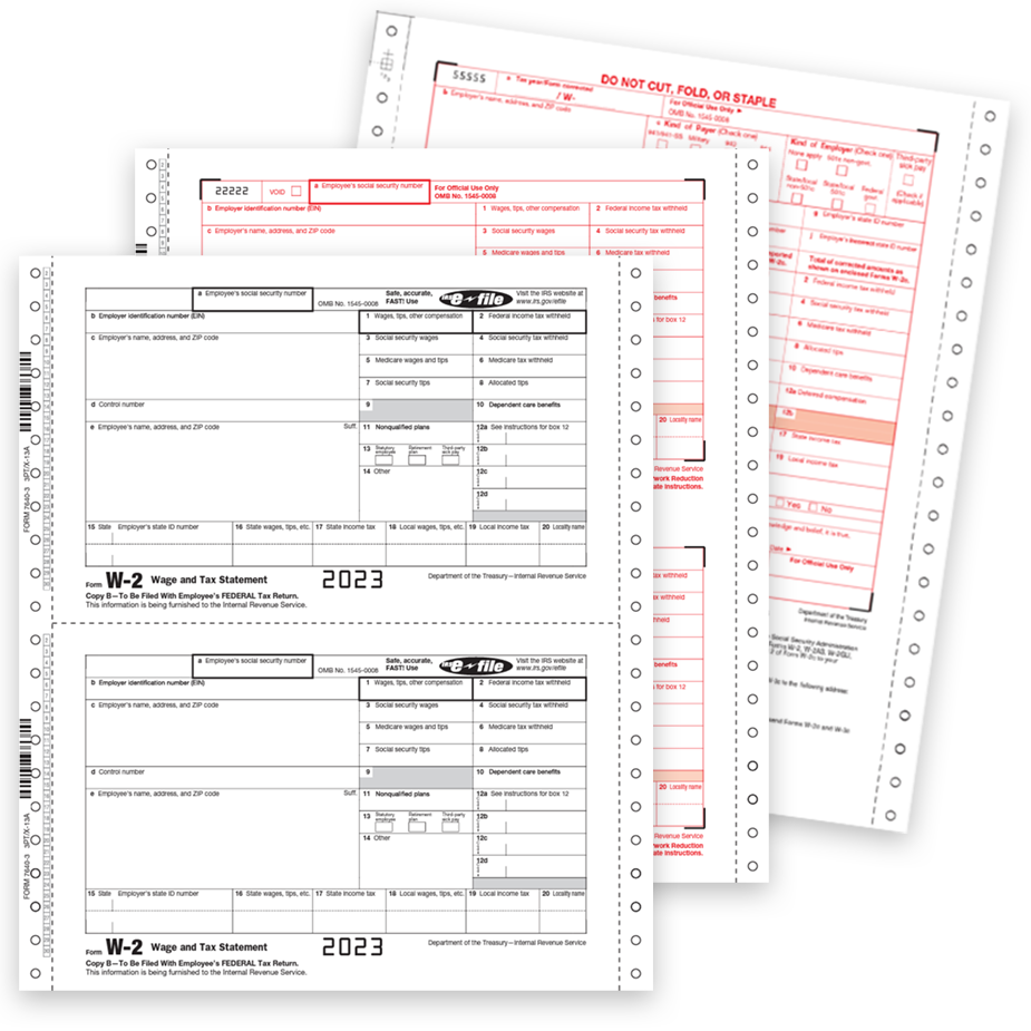 2023 W2 Continuous Carbonless Forms, Multi-Part - DiscountTaxForms.com