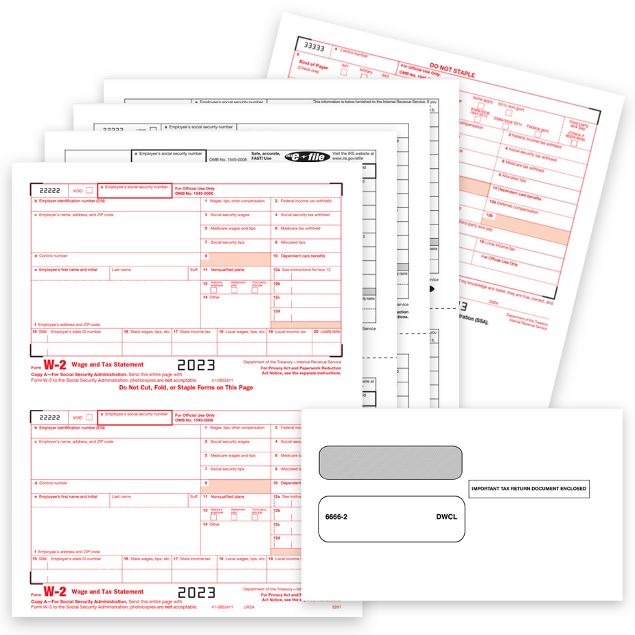 2023 W2 Forms and Envelopes, Official IRS W-2 Forms - DiscountTaxForms.com